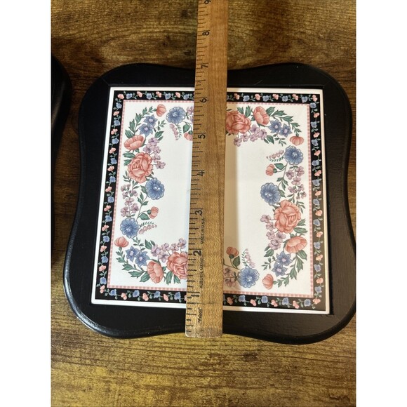 Elizabeth Gray Ceramic & Wood Trivets (2) Vtg JCPenney Sango W/Hooks for Hanging - Picture 5 of 11